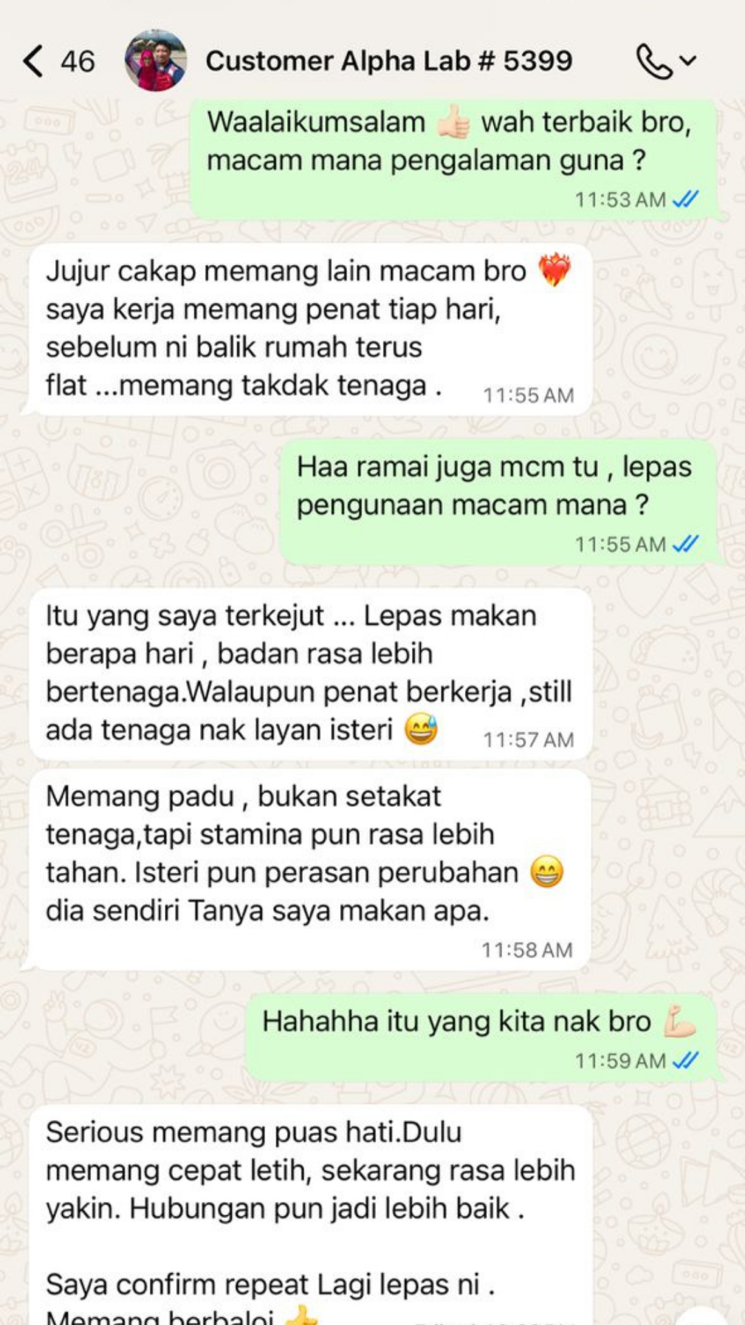 Testimoni WhatsApp AlphaLab - Double Line Pregnant