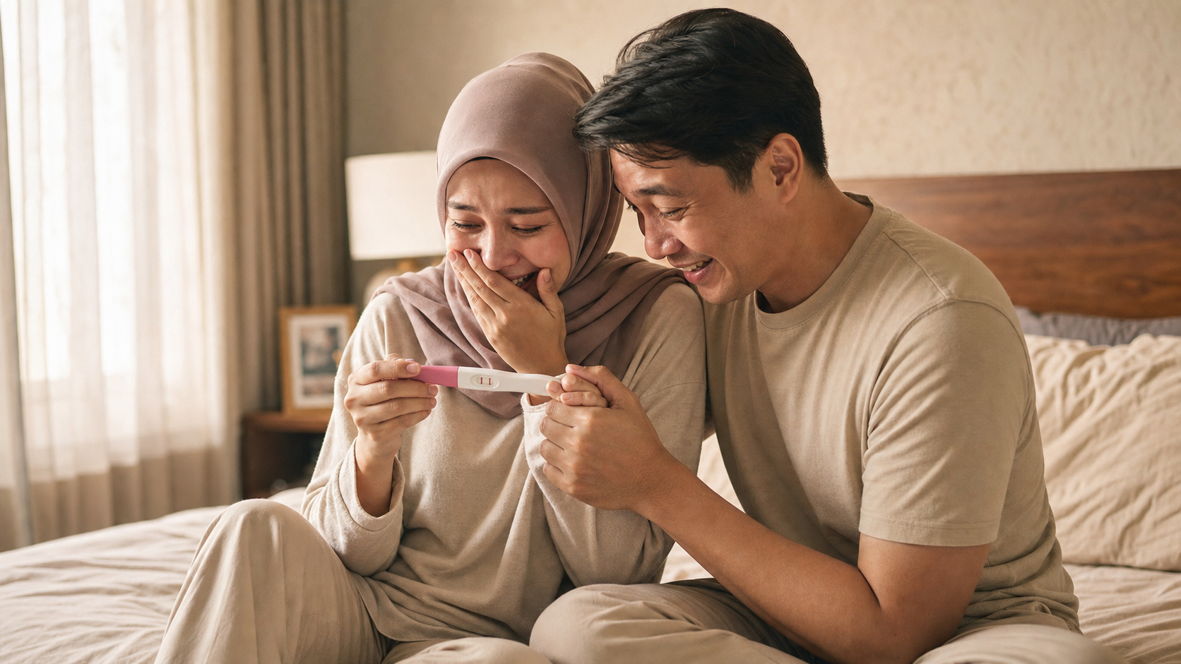 Pasangan gembira dapat berita hamil